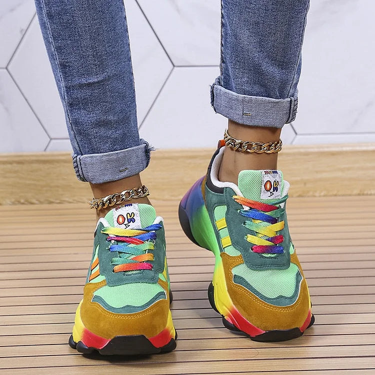 Baskets de marche à bout large pour femme – vert