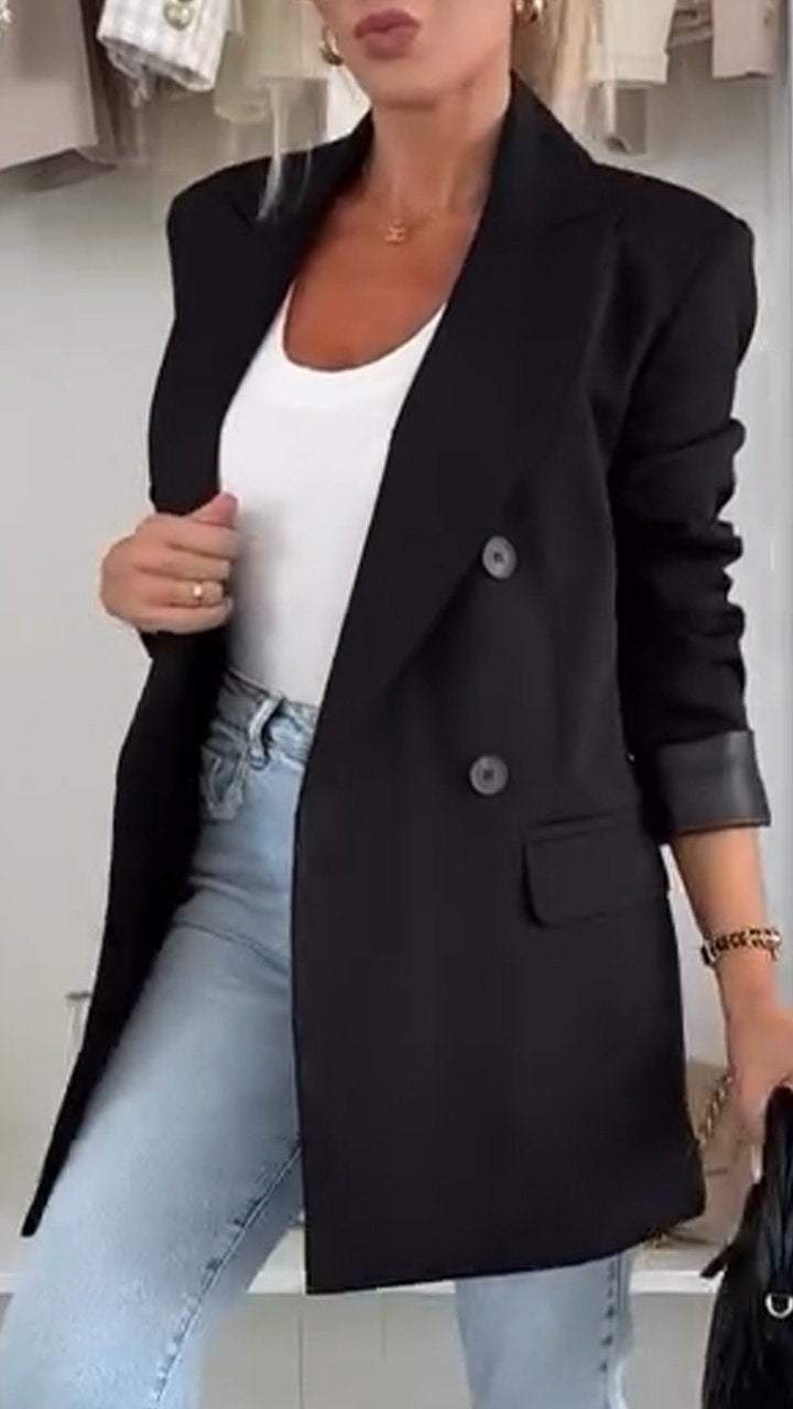 Blazer long croisé oversize pour femme – autre vue