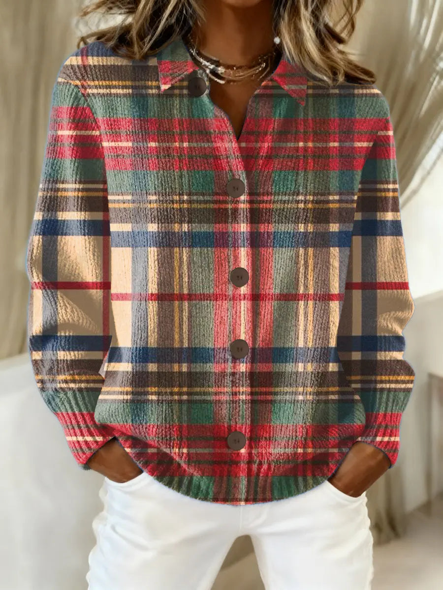 Chemise en flanelle à carreaux pour femme – multicolore
