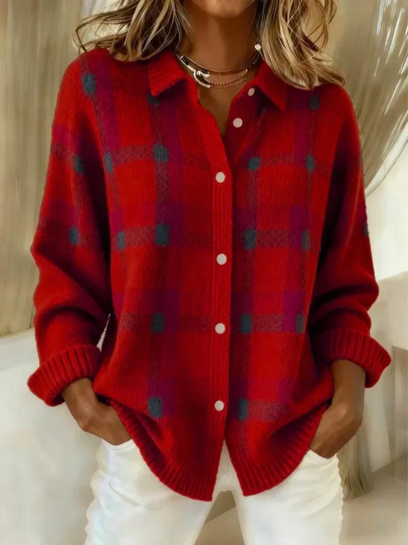 Chemise en flanelle à carreaux pour femme – rouge